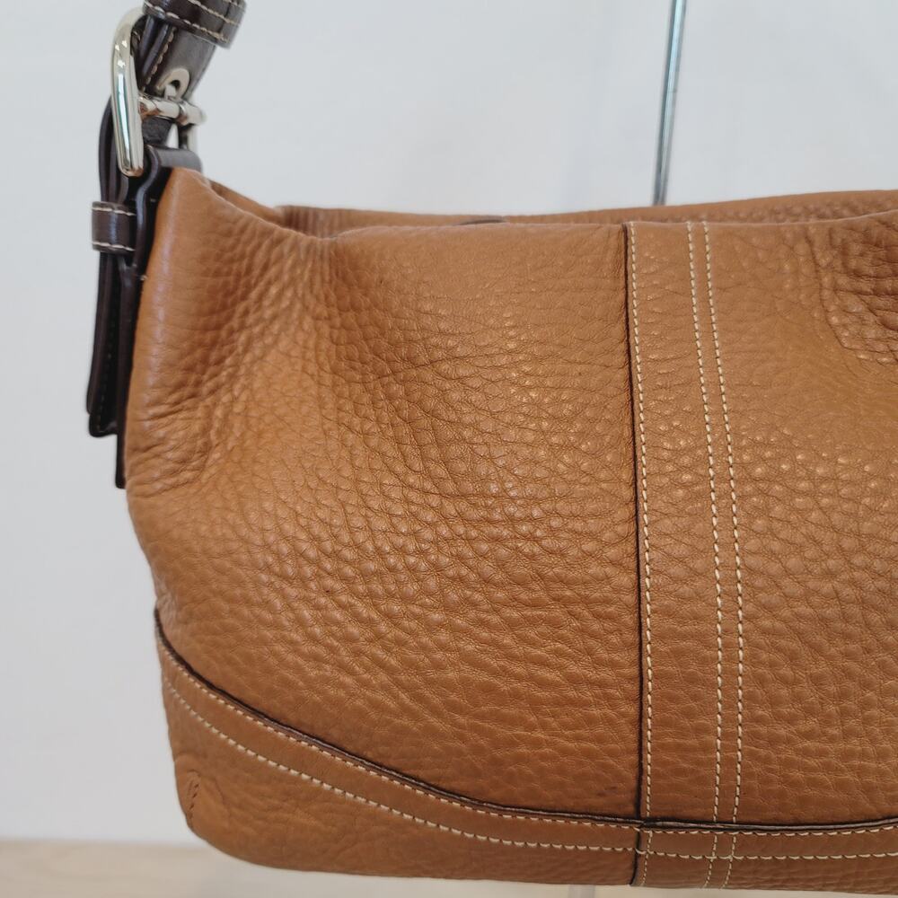 Coach Pebbled Leather Shoulder Bag Brown Tan Hobo Purse Adjustable Strap - Picture 11 of 11